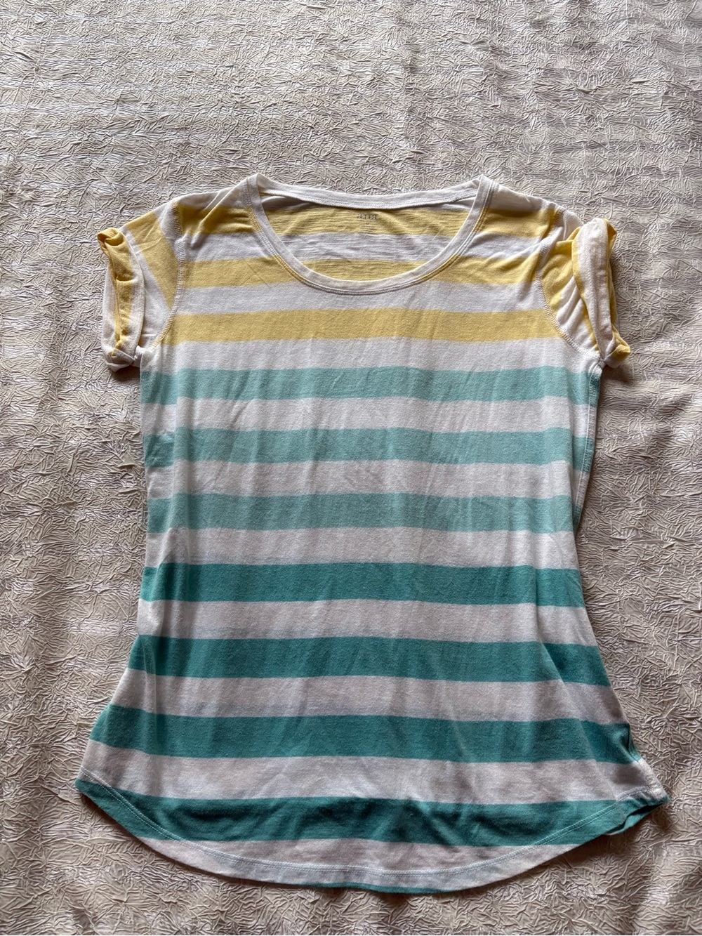 a.n.a Striped Short-Sleeve Tee in Yellow, White & Teal